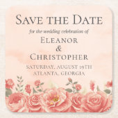 Korallen Rose Romantische Pfirsichblüte Save the D Rechteckiger Pappuntersetzer (Vorderseite)