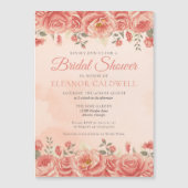 Korallen Rose Vintages Brautparty Magneteinladung (Vorderseite)