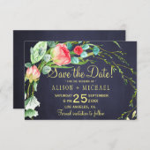 Korallen rote Rosen aquamarine blaue Hochzeit der  Save The Date (Vorne/Hinten)
