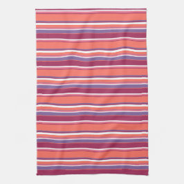 Korallen, rote und violette Streifen Geschirrtuch