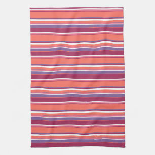 Korallen, rote und violette Streifen Geschirrtuch