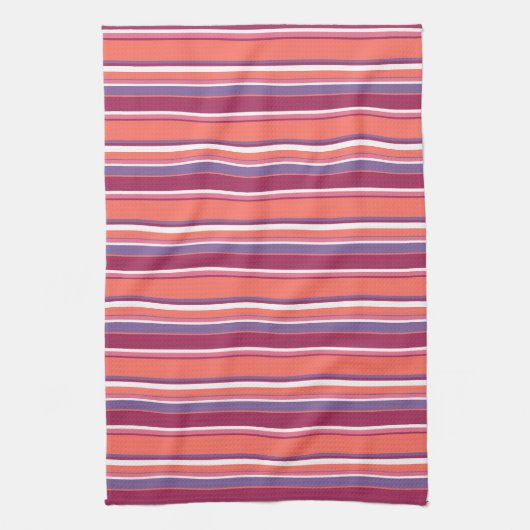 Korallen, rote und violette Streifen Geschirrtuch (Vertikal)