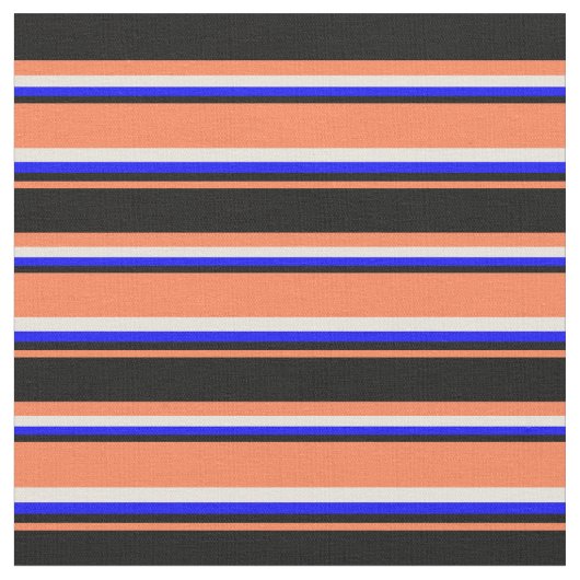 Korallen, Schwarz, Blau und Beige Farbmuster Stoff (Nahaufnahme)