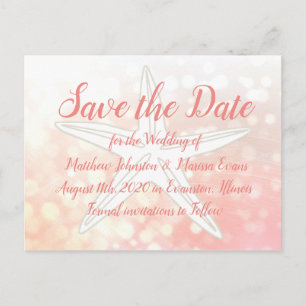 Korallen-Seestern Personalisierte Save-the-Date-Po Postkarte