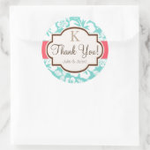 Korallen, tropische Hochzeit von Aqua Runder Aufkleber (Tasche)