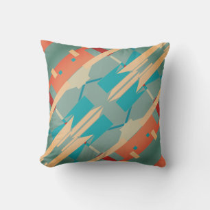 Korallen-Türkis-Beige-Teal-Diagonale Südwest-Optik Kissen