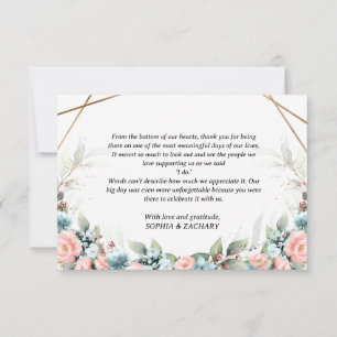 Korallen Türkis Blumen Geometrische Hochzeit Danke