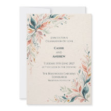 Korallen-Türkis-Botanische-Hochzeitseinladung