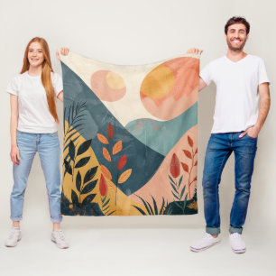 Korallen-Türkis-Zwillings-Sonnen-Boho-Gebirgslands Fleecedecke