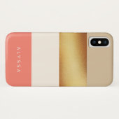 Korallen-u. Goldschicke breite Streifen Case-Mate iPhone Hülle (Rückseite (Horizontal))