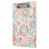 Korallen-u. Türkis-Gekritzel-Zickzack-Kreise Klemmbrett (Links)