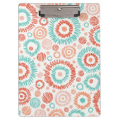 Korallen-u. Türkis-Gekritzel-Zickzack-Kreise Klemmbrett (Vorderseite)