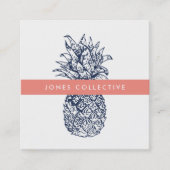 Korallen und Ananas Quadratische Visitenkarte (Vorderseite)