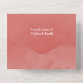 Korallen- und Aquamarine Blumenhochzeit All In One Einladung (Rückseite)