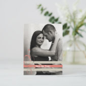 Korallen und Beige Blumenbars Wedding SAve Datum Ankündigungspostkarte (Stehend Vorderseite)