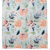 Korallen und blaue Wildblumen Duschvorhang (Vorderseite)