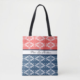 Korallen und Blauer Blume Tasche