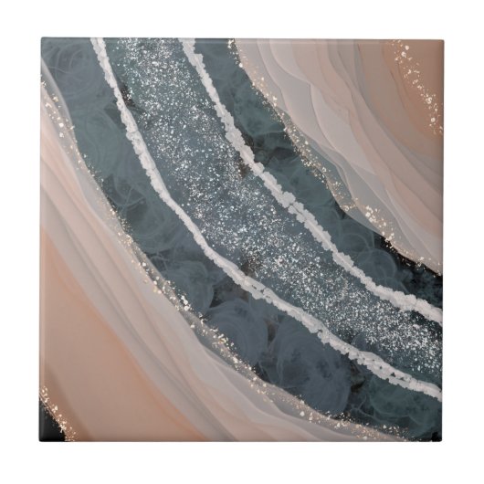 Korallen und Blauer Edelstein Fliese (Vorderseite)