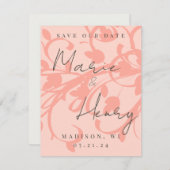 Korallen und Creme Filigree Save the Date (Vorne/Hinten)