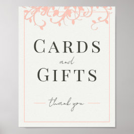 Korallen und Creme Filigree Wedding Geschenkzeiche Poster