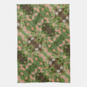 Korallen und Dunkelgrün Geschirrtuch (Vertikal)