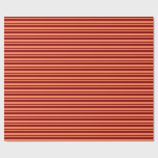 Korallen- und Dunkelrot-Streifen Geschenkpapier (Flach)