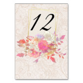 Korallen- und Elfenbeinblumenhochzeiten Tischnummer (Rückseite)