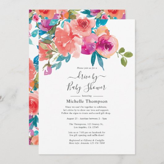 Korallen- und Fandango-Flora-Drive durch Dusche Einladung (Vorne/Hinten)