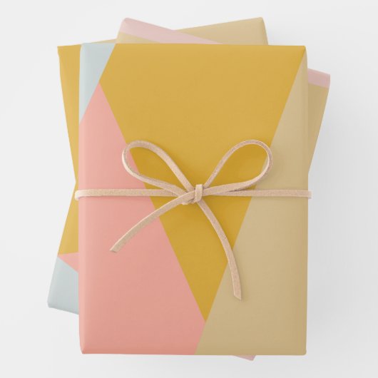 Korallen und Gelb Moderner geometrischer Farbblock Geschenkpapier Set (Beispiel)