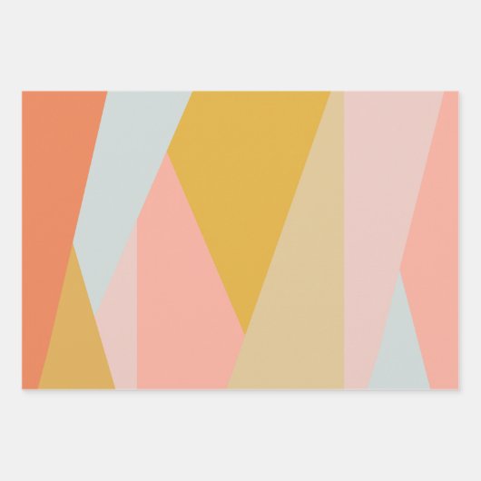 Korallen und Gelb Moderner geometrischer Farbblock Geschenkpapier Set (Vorderseite)