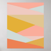Korallen und Gelb Moderner geometrischer Farbblock Poster (Vorne)