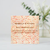 Korallen und gelbliche kleine Quadrate oder Fliese Einladung (Stehend Vorderseite)