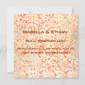 Korallen und gelbliche kleine Quadrate oder Fliese Einladung (Vorderseite)