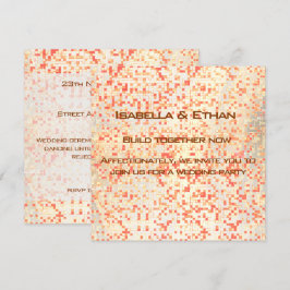 Korallen und gelbliche kleine Quadrate oder Fliese Einladung