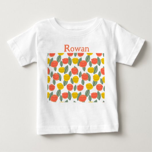 Korallen- und Gold-Blume Baby T-shirt (Vorderseite)