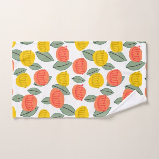 Korallen- und Gold-Blume Badhandtuch Set (Handtuch)