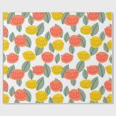 Korallen- und Gold-Blume Geschenkpapier (Flach)