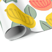 Korallen- und Gold-Blume Geschenkpapier (Rolleneckpunkt)