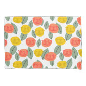 Korallen- und Gold-Blume Kissenbezug (Vorderseite)