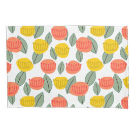 Korallen- und Gold-Blume Kissenbezug