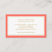 Korallen und Gold Elegantin Visitenkarte (Rückseite)