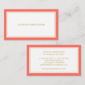 Korallen und Gold Elegantin Visitenkarte (Vorne/Hinten)