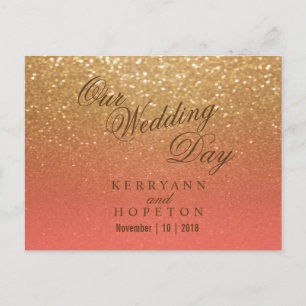 Korallen- und Goldglitter - RSVP Postkarte