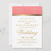 Korallen- und Goldherzen - Einladung (Vorderseite)