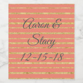 Korallen und Goldstreifen Weinetikett (Einzelnes Label)