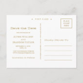 Korallen- und Goldzirkel Save the Date Postkarte (Rückseite)