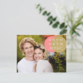 Korallen- und Goldzirkel Save the Date Postkarte (Stehend Vorderseite)