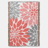 Korallen und Grau-Chrysanthemen Blumenmuster Decke (Vorderseite Vertikal)