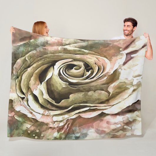 Korallen und Grau Künstlerische Romantische Rose Fleecedecke (Beispiel)
