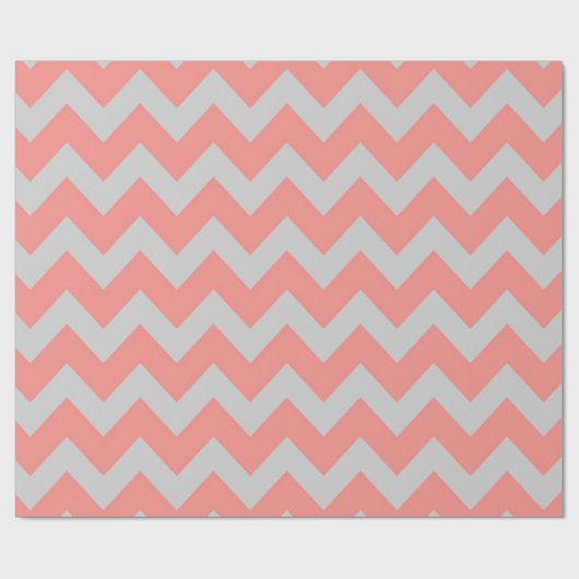 Korallen und Grau Zickzack Geschenkpapier (Flach)